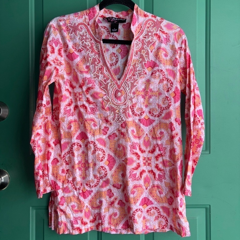 Peck and Peck small beaded embellished spring summer top